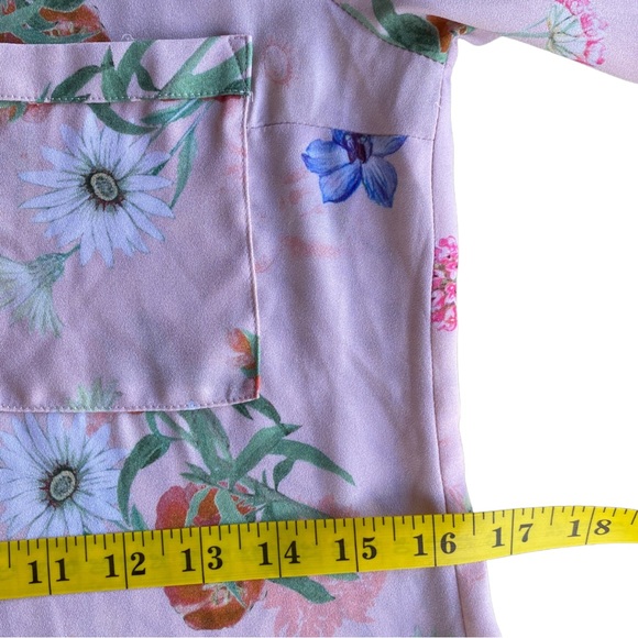 *SOLD* EXPRESS Portofino Collared Pink Floral Slim Long Sleeve Button Shirt XS - Picture 6 of 8